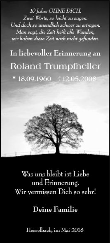 Traueranzeige von Roland Trumpfheller von Trauerportal Rhein Main Presse