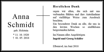 Traueranzeige von Anna Schmidt von VRM Trauer
