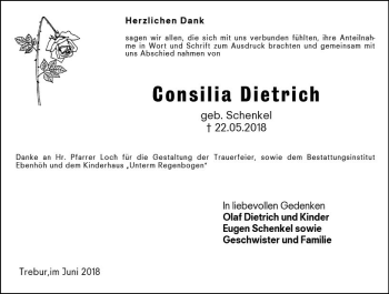 Traueranzeige von Consilia Dietrich von Trauerportal Rhein Main Presse