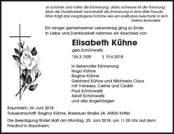Traueranzeige von Elisabeth Kühne von Trauerportal Rhein Main Presse