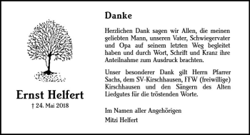 Traueranzeige von Ernst Helfert von Trauerportal Rhein Main Presse