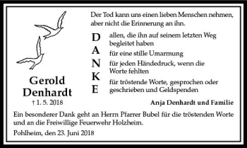 Traueranzeige von Gerold Denhardt von  Gießener Anzeiger