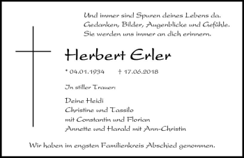 Traueranzeige von Herbert Erler von Trauerportal Rhein Main Presse