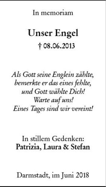 Traueranzeige von In memoriam  von Trauerportal Rhein Main Presse