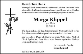 Traueranzeige von Marga Klippel von Trauerportal Rhein Main Presse