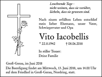 Traueranzeige von Vito Iacobellis von Trauerportal Rhein Main Presse