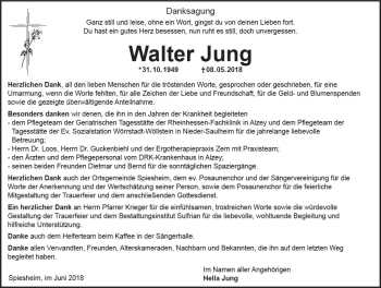 Traueranzeige von Walter Jung von Trauerportal Rhein Main Presse