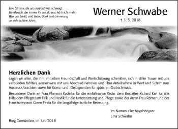 Traueranzeige von Werner Schwabe von VRM Trauer