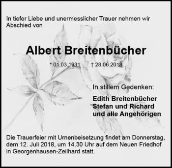 Traueranzeige von Albert Breitenbücher von vrm-trauer