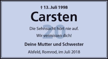 Traueranzeige von Carsten  von VRM Trauer