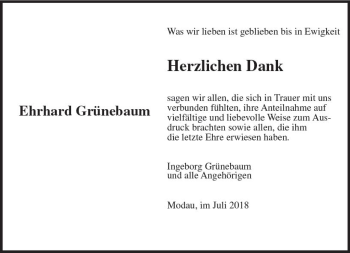 Traueranzeige von Ehrhard Grünebaum von vrm-trauer