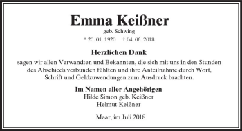 Traueranzeige von Emma Keißner von VRM Trauer