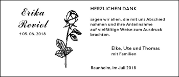 Traueranzeige von Erika Reviol von vrm-trauer