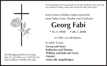 Traueranzeige von Georg Fabi von vrm-trauer