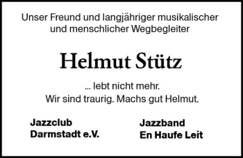 Traueranzeige von Helmut Stütz von vrm-trauer