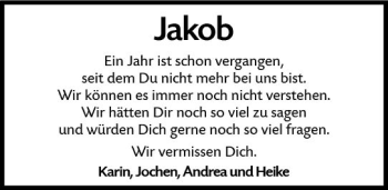 Traueranzeige von Jakob  von vrm-trauer