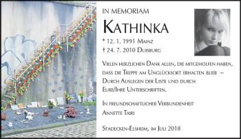 Traueranzeige von Kathinka Tairi von vrm-trauer