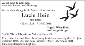 Traueranzeige von Lude Hein von vrm-trauer