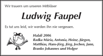 Traueranzeige von Ludwig Faupel von  Kreisanzeiger
