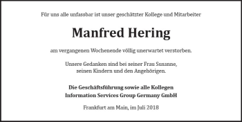 Traueranzeige von Manfred Hering von vrm-trauer