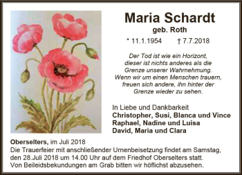 Traueranzeige von Maria Schardt von  Camberger Anzeiger