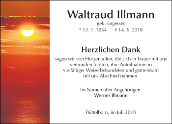 Traueranzeige von Waltraud Illmann von vrm-trauer