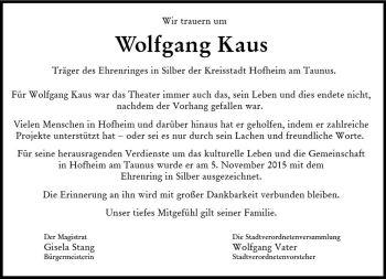 Traueranzeige von Wolfgang Kaus von vrm-trauer