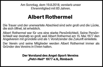 Traueranzeige von Albert Rothermel von vrm-trauer
