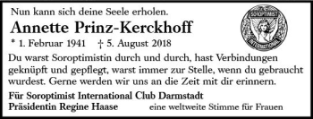 Traueranzeige von Annette Prinz-Kerckhoff von vrm-trauer