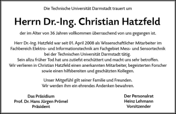 Traueranzeige von Christian Hatzfeld von vrm-trauer