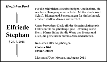 Traueranzeige von Elfriede Stephan von vrm-trauer