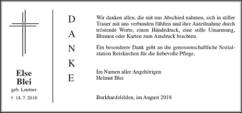 Traueranzeige von Else Blei von  Gießener Anzeiger