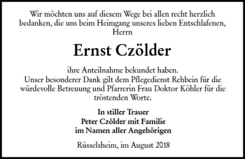 Traueranzeige von Ernst Czölder von vrm-trauer