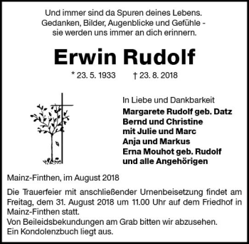 Traueranzeige von Erwin Rudolf von vrm-trauer