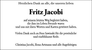 Traueranzeige von Fritz Jacobi von vrm-trauer