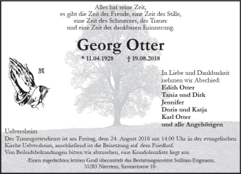 Traueranzeige von Georg Otter von vrm-trauer