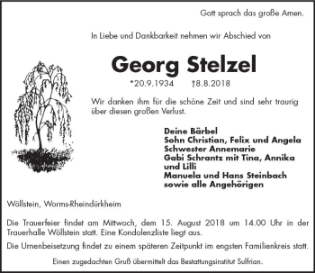 Traueranzeige von Georg Stelze von vrm-trauer
