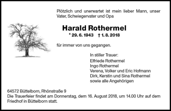 Traueranzeige von Harald Rothermel von vrm-trauer