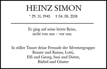 Traueranzeige von Heinz Simon von vrm-trauer