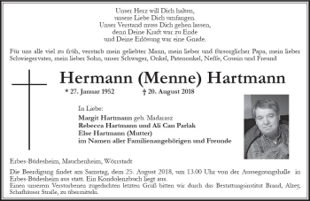 Traueranzeige von Hermann Hartmann von vrm-trauer