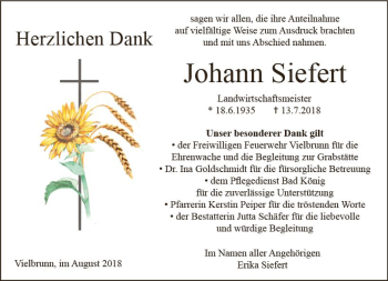 Traueranzeige von Johann Siefert von vrm-trauer