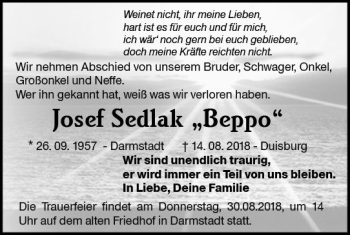 Traueranzeige von Josef Sedlak von vrm-trauer