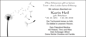 Traueranzeige von Karin Heil von  Usinger Anzeiger