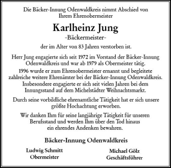 Traueranzeige von Karlheinz Jung von vrm-trauer