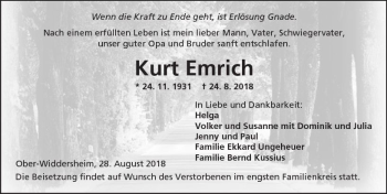 Traueranzeige von Kurt Emrich von  Kreisanzeiger