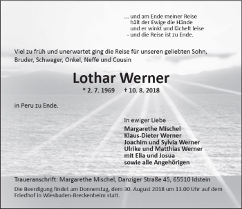 Traueranzeige von Lothar Werner von vrm-trauer