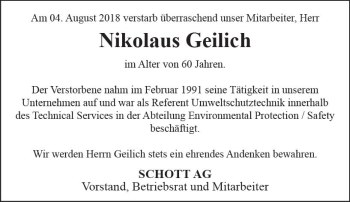 Traueranzeige von Nikolaus Geilich von vrm-trauer