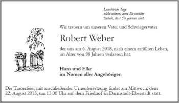 Traueranzeige von Robert Weber von vrm-trauer