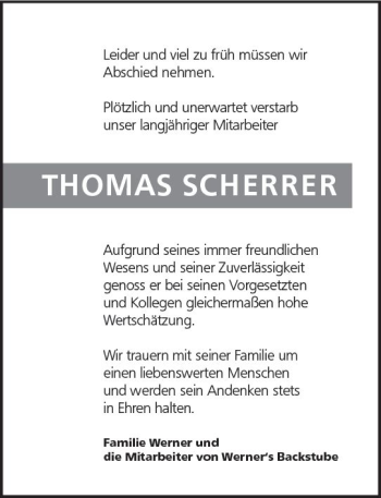 Traueranzeige von Thomas Scherrer von vrm-trauer