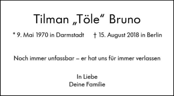 Traueranzeige von Tilman Bruno von vrm-trauer